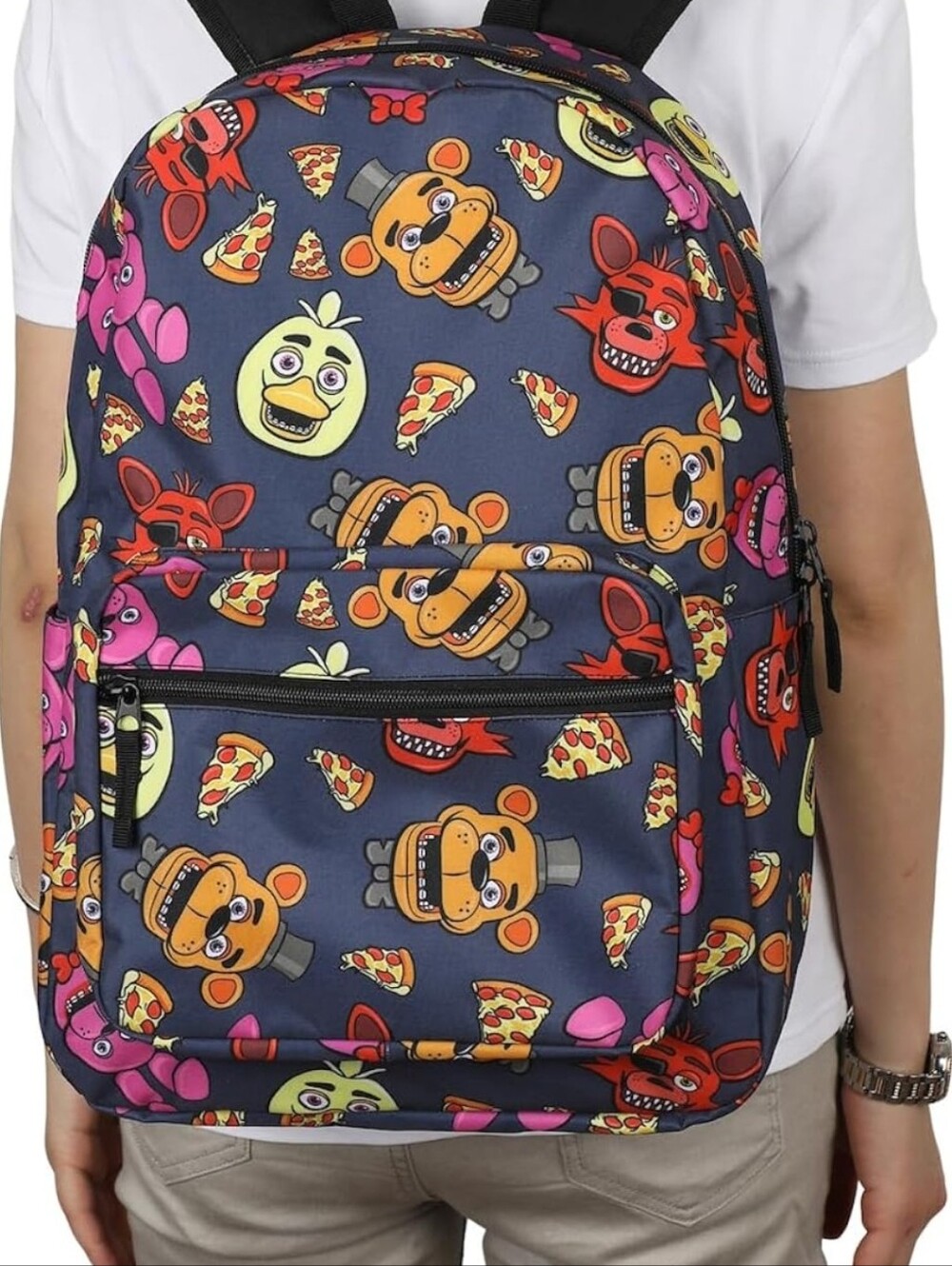 FNAF Five Nights at Freddy's Backpack 12" x 17" x 5" Blue Pink Yellow Brown Red
